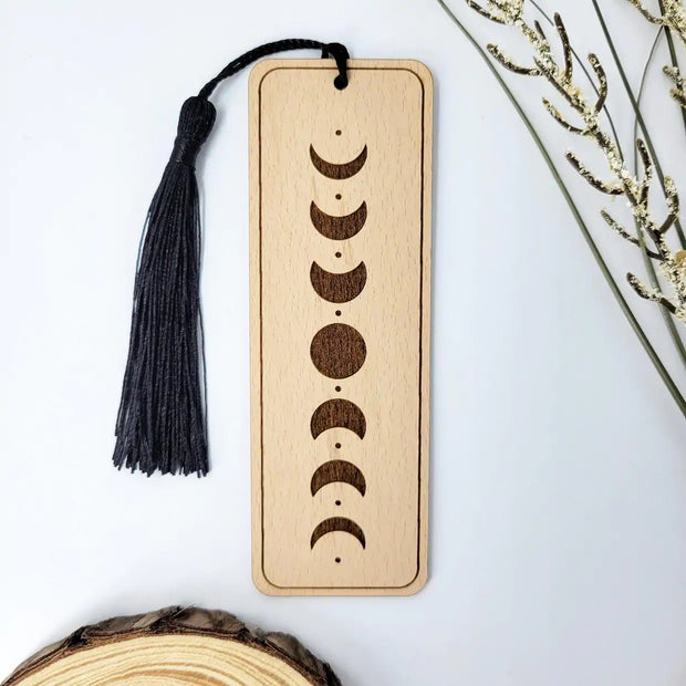 BUMBLE AND BIRCH LASER ART Moon Phases Wooden Bookmark NVBL