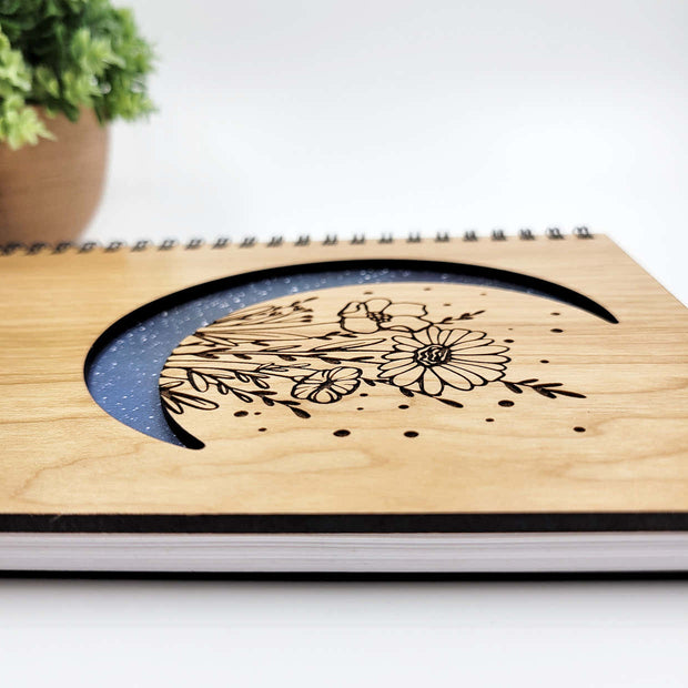 Floral Moon Wood Journal