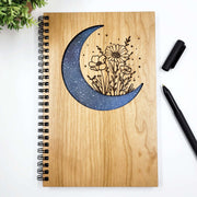 BUMBLE AND BIRCH LASER ART Floral Moon Cut-Out Wood Journal - NVBL