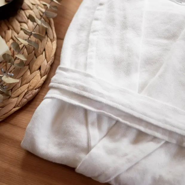 100% Turkish Cotton Bath Robe in white - NVBL